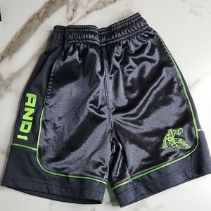 AND1 Black and Green Athletic Shorts